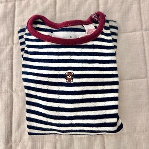Zara Kids Navy and White Striped Short Sleeve Tee